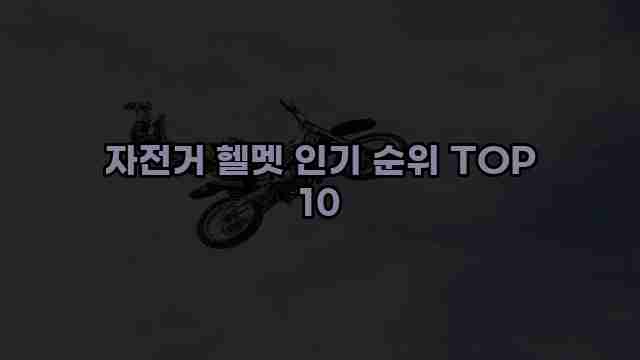 자전거 헬멧 인기 순위 TOP 10