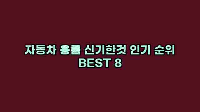 자동차 용품 신기한것 인기 순위 BEST 8