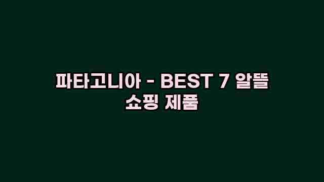 파타고니아 - BEST 7 알뜰 쇼핑 제품 