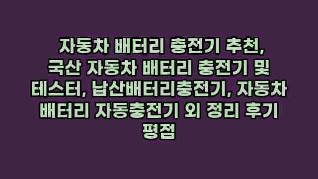  자동차 배터리 충전기 추천, 국산 자동차 배터리 충전기 및 테스터, 납산배터리충전기, 자동차 배터리 자동충전기 외 정리 후기 평점