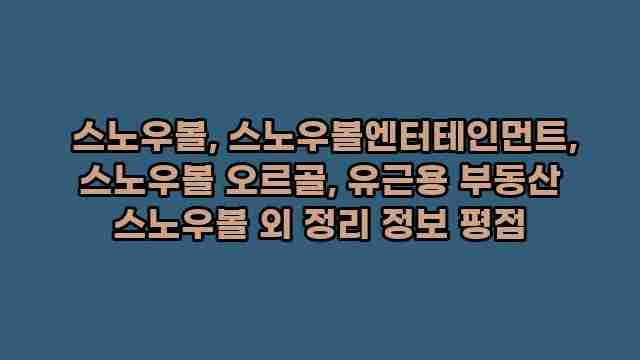  스노우볼, 스노우볼엔터테인먼트, 스노우볼 오르골, 유근용 부동산 스노우볼 외 정리 정보 평점