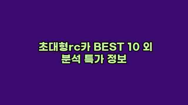  초대형rc카 BEST 10 외 분석 특가 정보