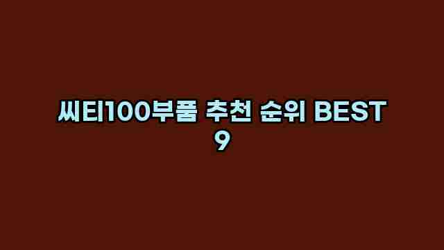 씨티100부품 추천 순위 BEST 9