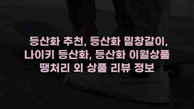  등산화 추천, 등산화 밑창갈이, 나이키 등산화, 등산화 이월상품 땡처리 외 상품 리뷰 정보