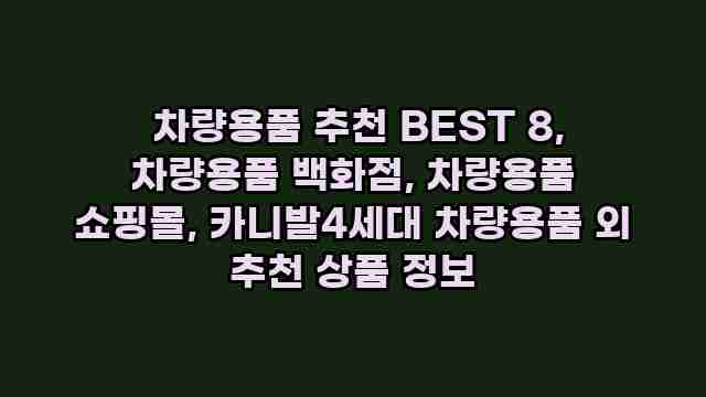  차량용품 추천 BEST 8, 차량용품 백화점, 차량용품 쇼핑몰, 카니발4세대 차량용품 외 추천 상품 정보