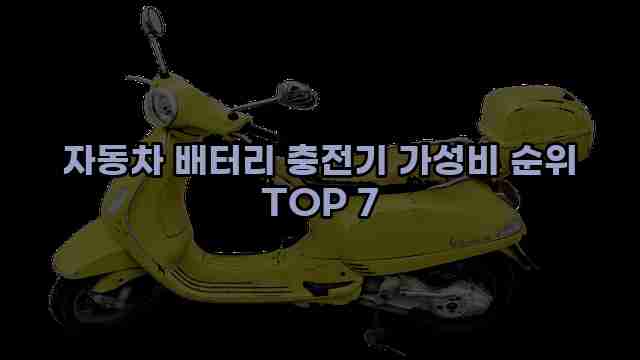 자동차 배터리 충전기 가성비 순위 TOP 7