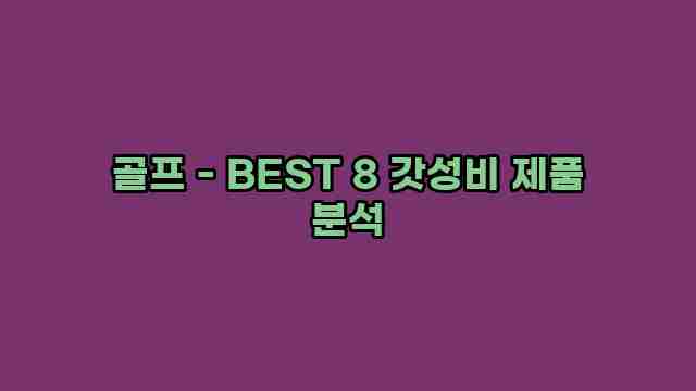 골프 - BEST 8 갓성비 제품 분석