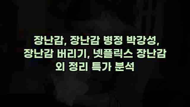  장난감, 장난감 병정 박강성, 장난감 버리기, 넷플릭스 장난감 외 정리 특가 분석