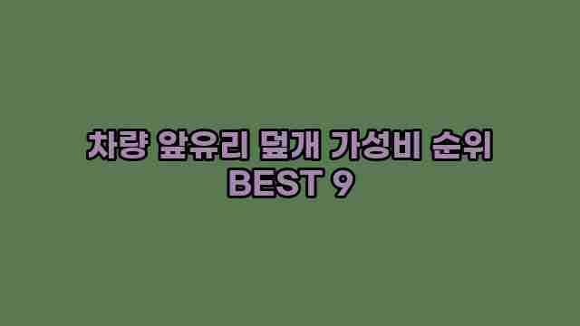 차량 앞유리 덮개 가성비 순위 BEST 9