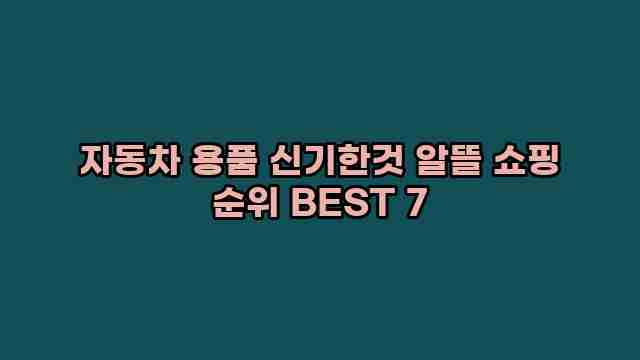 자동차 용품 신기한것 알뜰 쇼핑 순위 BEST 7