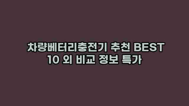  차량베터리충전기 추천 BEST 10 외 비교 정보 특가