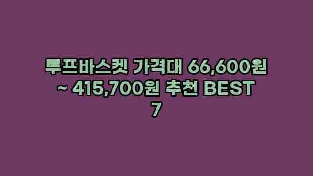 루프바스켓 가격대 66,600원 ~ 415,700원 추천 BEST 7