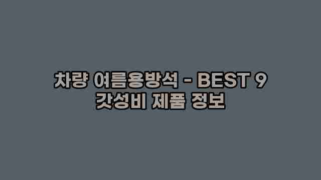 차량 여름용방석 - BEST 9 갓성비 제품 정보