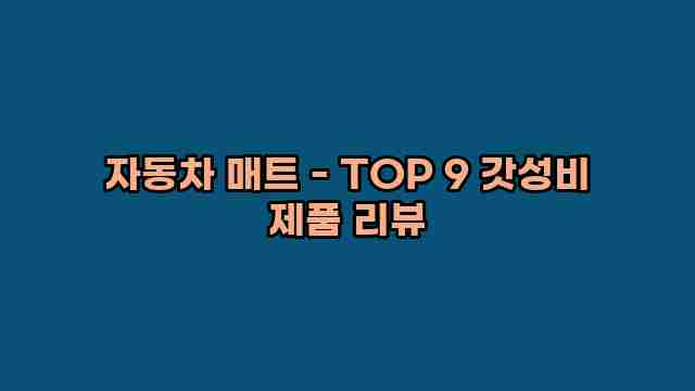 자동차 매트 - TOP 9 갓성비 제품 리뷰