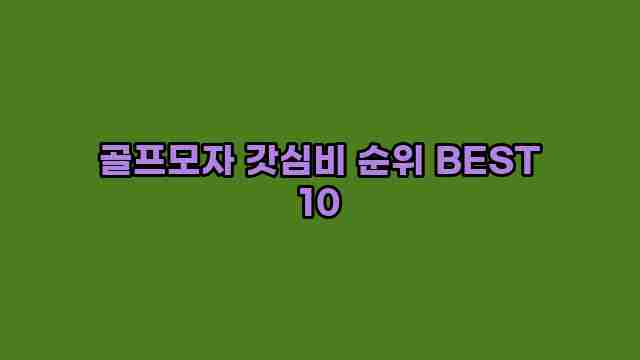 골프모자 갓심비 순위 BEST 10