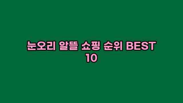 눈오리 알뜰 쇼핑 순위 BEST 10