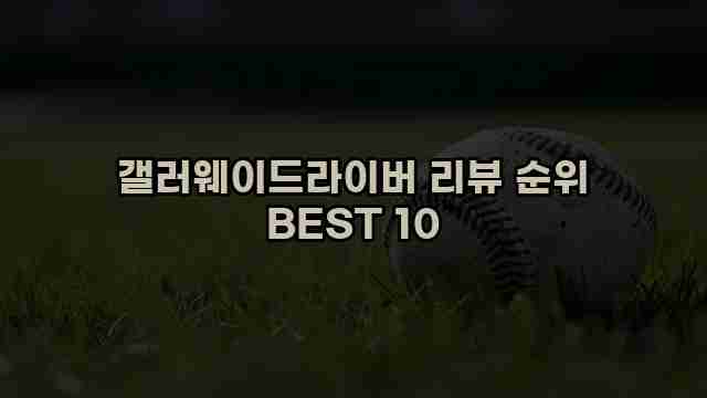 갤러웨이드라이버 리뷰 순위 BEST 10