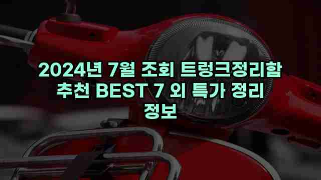 2024년 7월 조회 트렁크정리함 추천 BEST 7 외 특가 정리 정보