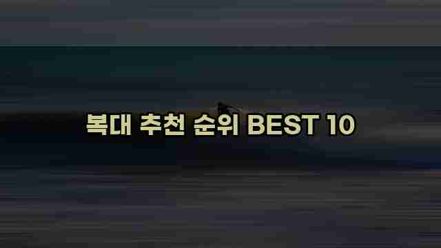 복대 추천 순위 BEST 10