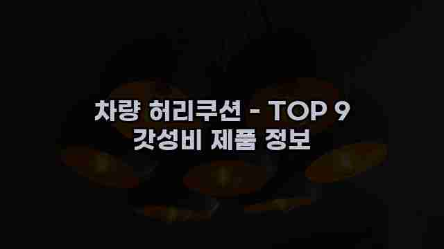 차량 허리쿠션 - TOP 9 갓성비 제품 정보
