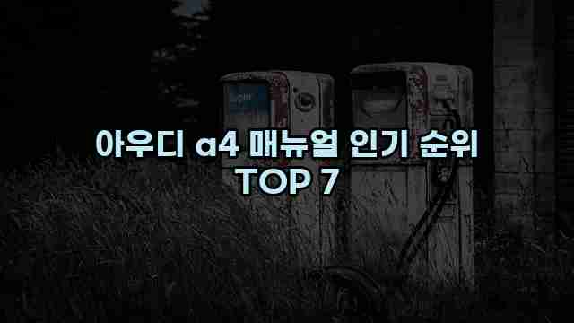 아우디 a4 매뉴얼 인기 순위 TOP 7