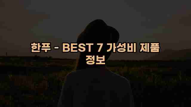 한푸 - BEST 7 가성비 제품 정보