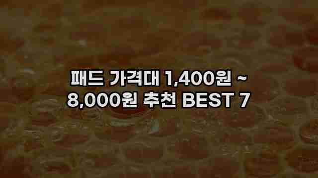 패드 가격대 1,400원 ~ 8,000원 추천 BEST 7