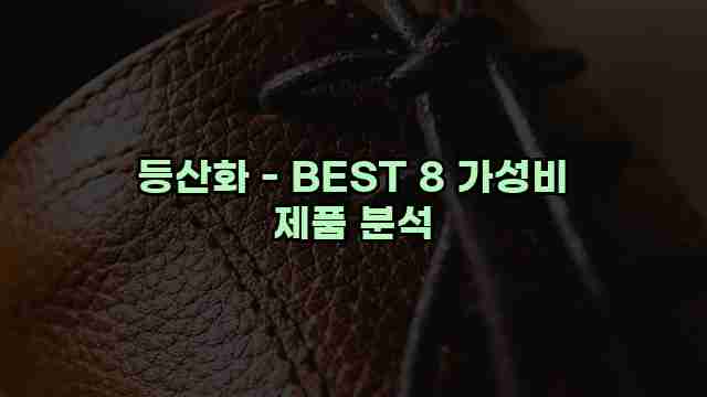 등산화 - BEST 8 가성비 제품 분석