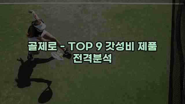 골제로 - TOP 9 갓성비 제품 전격분석