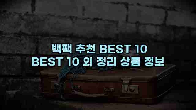  백팩 추천 BEST 10 BEST 10 외 정리 상품 정보