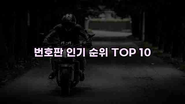 번호판 인기 순위 TOP 10