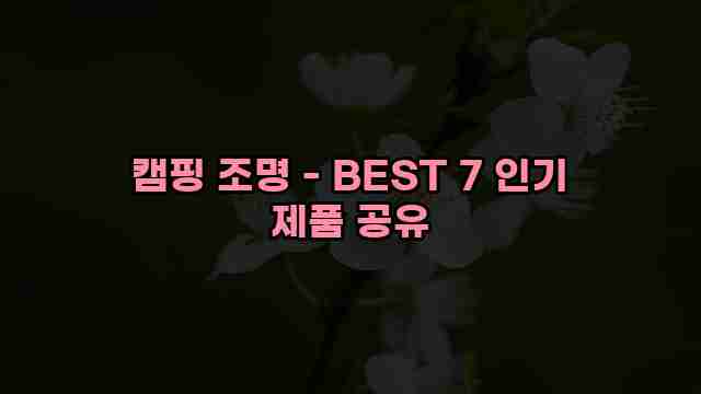 캠핑 조명 - BEST 7 인기 제품 공유