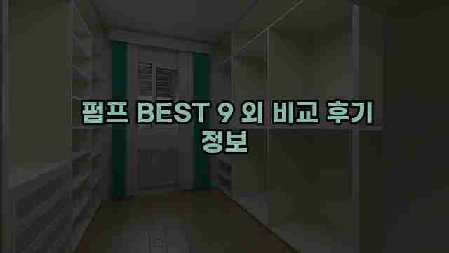  펌프 BEST 9 외 비교 후기 정보