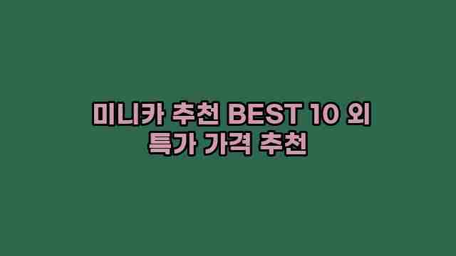  미니카 추천 BEST 10 외 특가 가격 추천