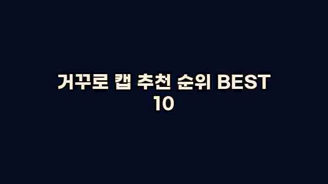 거꾸로 캡 추천 순위 BEST 10