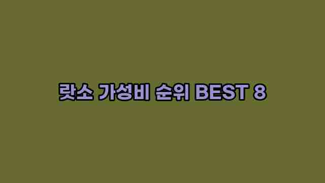 랏소 가성비 순위 BEST 8