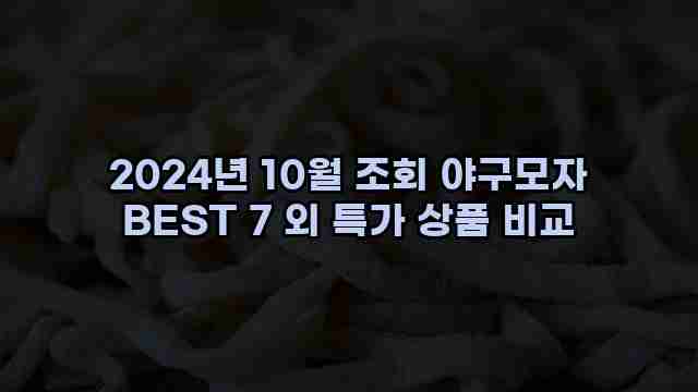 2024년 10월 조회 야구모자 BEST 7 외 특가 상품 비교